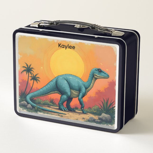 Dinosaurier und Sun Kid Metall Brotdose (Rückseite)