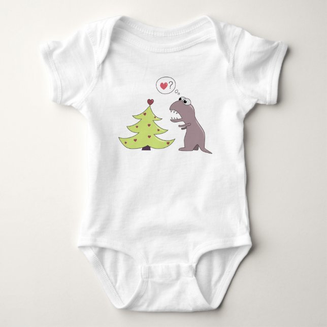 Dinosaurier-und Weihnachtsbaum Baby Strampler (Vorderseite)