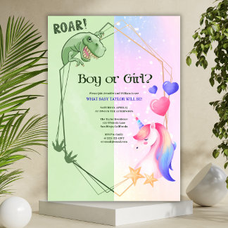 Dinosaurier Unicorn Junge oder Mädchen Gender Reve Einladung