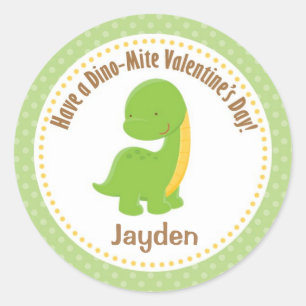Dinosaurier-Valentinsgruß-Aufkleber - Jungen grü Runder Aufkleber