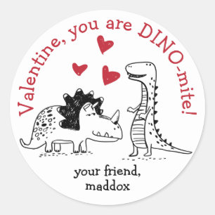 Dinosaurier-Valentinsgruß-Aufkleber Runder Aufkleber
