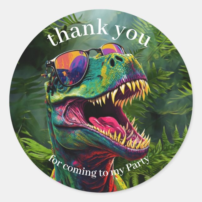 Dinosaurier Vielen Dank Kinder Jungle Runder Aufkleber (Vorderseite)