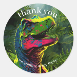 Dinosaurier Vielen Dank, rosa Dschungel Runder Aufkleber
