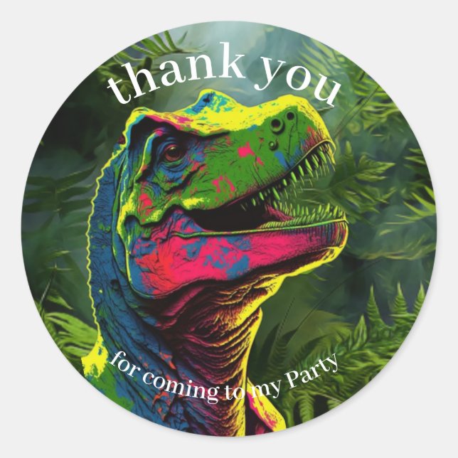 Dinosaurier Vielen Dank, rosa Dschungel Runder Aufkleber (Vorderseite)