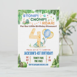 Dinosaurier Vierter Geburtstag Party Einladung