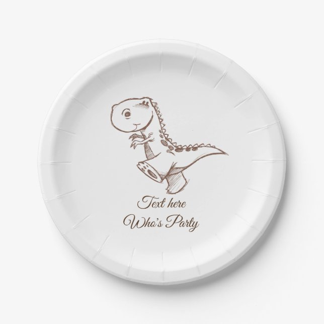 Dinosaurier, Vintag, niedlich, Kinder, Papierplatt Pappteller (Vorderseite)