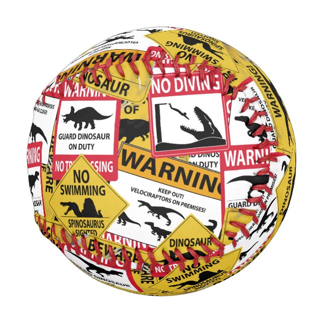 Dinosaurier Vorsichtszeichen Baseball (Vorne Rechts)