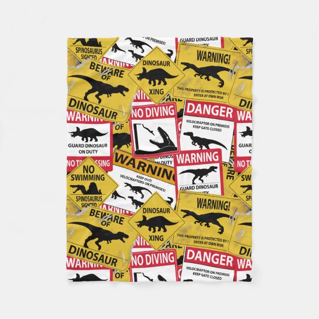 Dinosaurier Vorsichtszeichen Fleecedecke (Vorderseite)
