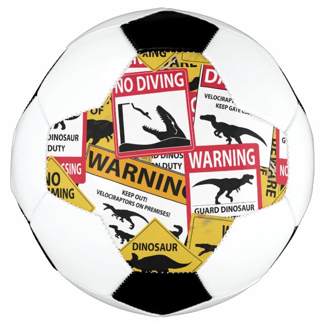 Dinosaurier Vorsichtszeichen Fußball (Vorderseite)