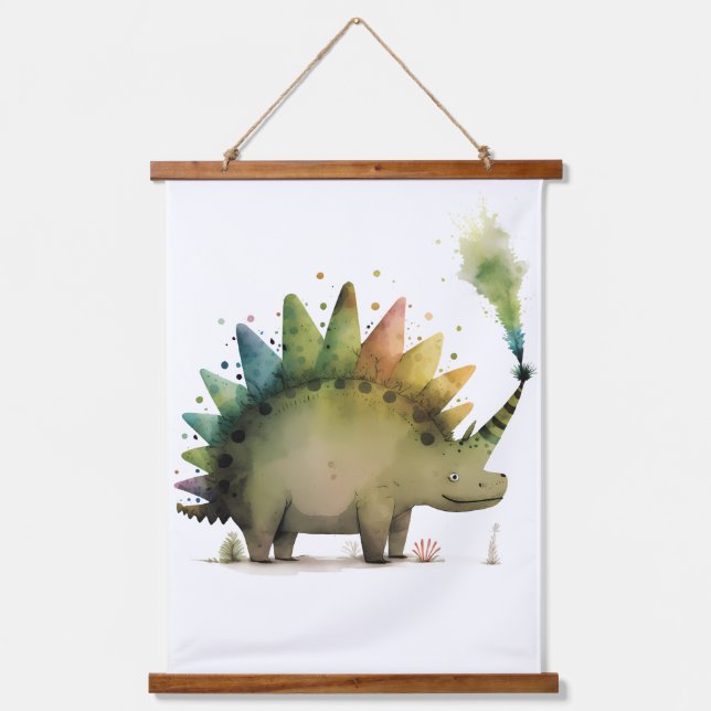 Dinosaurier Wandteppich Mit Holzrahmen (Vorderseite)