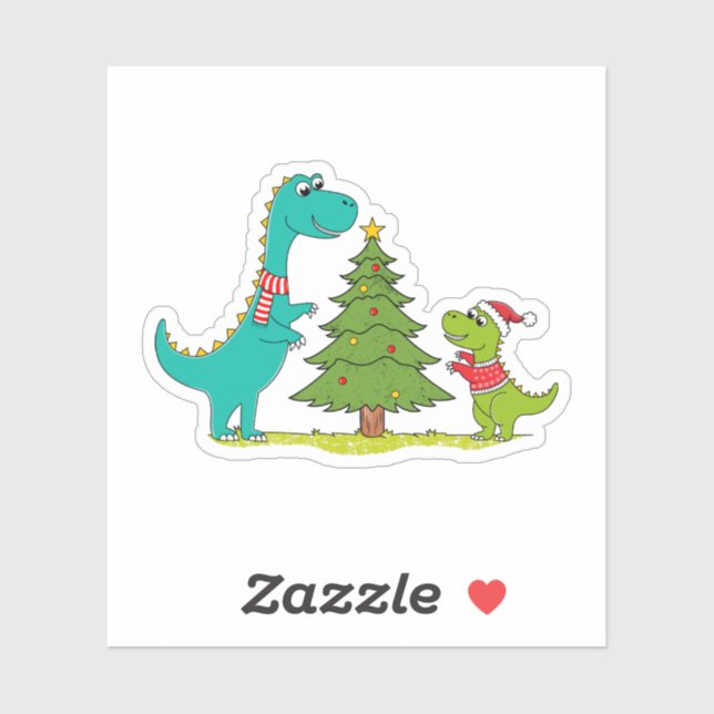 Dinosaurier Weihnachten Aufkleber (Blatt)