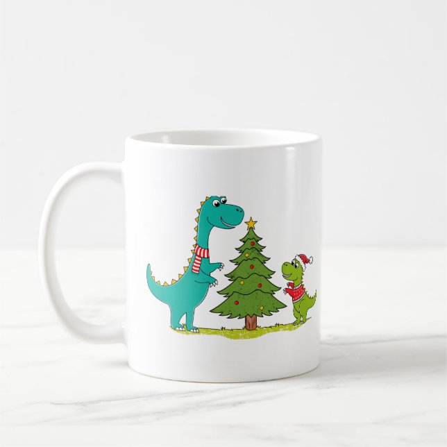 Dinosaurier Weihnachten feiern Kaffeetasse (Links)