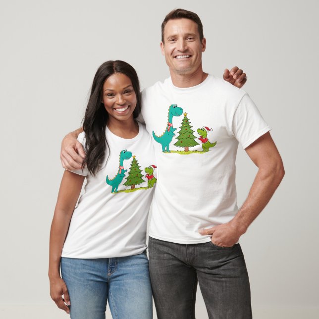 Dinosaurier Weihnachten feiern T-Shirt (Unisex)