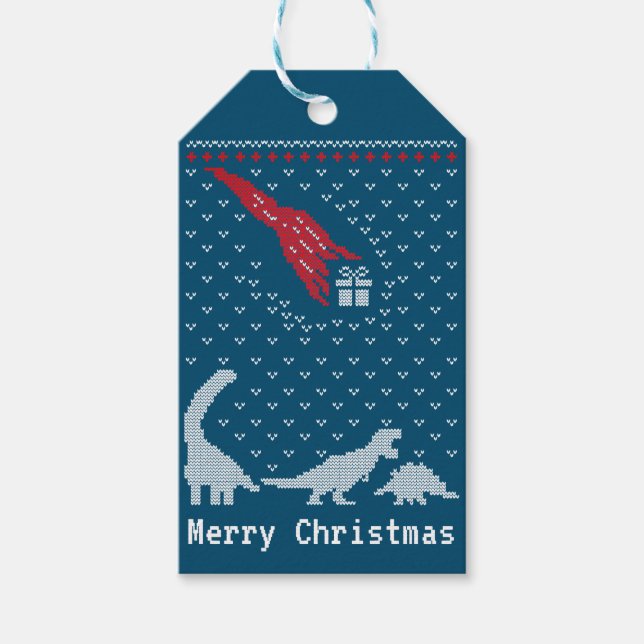 Dinosaurier Weihnachten Geschenk Geschenkanhänger (Vorderseite)