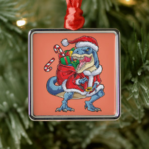 Dinosaurier Weihnachts Weihnachtsmann T rex Boys M Ornament Aus Metall