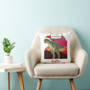 Dinosaurier-Weihnachtsgeschenk, personalisierter N Kissen