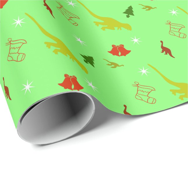 Dinosaurier Weihnachtsgeschenk Wrapping Paper Geschenkpapier (Rolleneckpunkt)