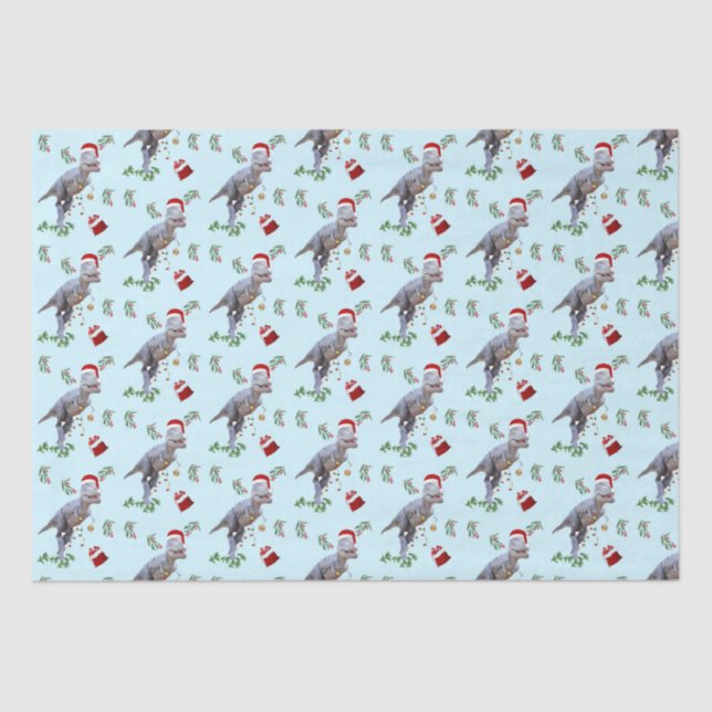 Dinosaurier Weihnachtszettel Seidenpapier (Vorderseite)