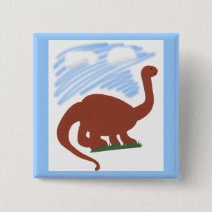 Dinosaurier Whimsical Cartoon Art Button