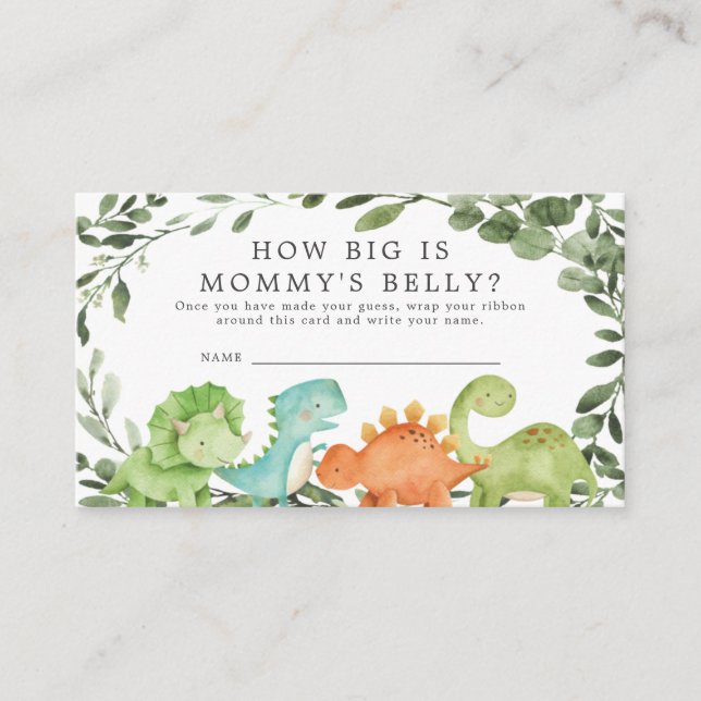 Dinosaurier Wie groß ist Mama's Belly Game Card Begleitkarte (Vorderseite)