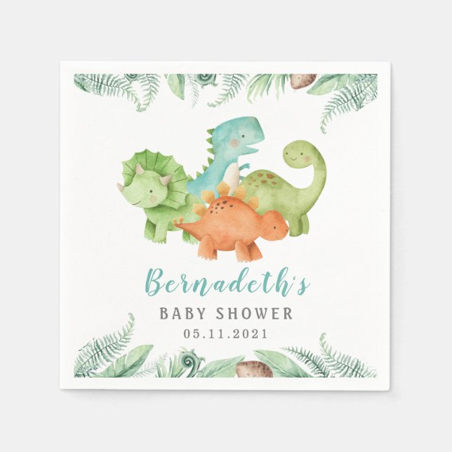 Dinosaurier Wild Baby Shower Napkins Serviette (Vorderseite)