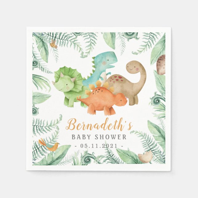 Dinosaurier Wild Baby Shower Napkins Serviette (Vorderseite)