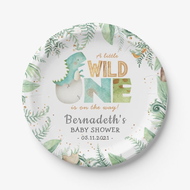Dinosaurier Wild Baby Shower Paper Teller (Vorderseite)