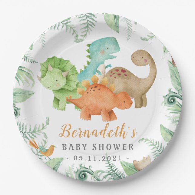 Dinosaurier Wild Baby Shower Pappteller (Vorderseite)