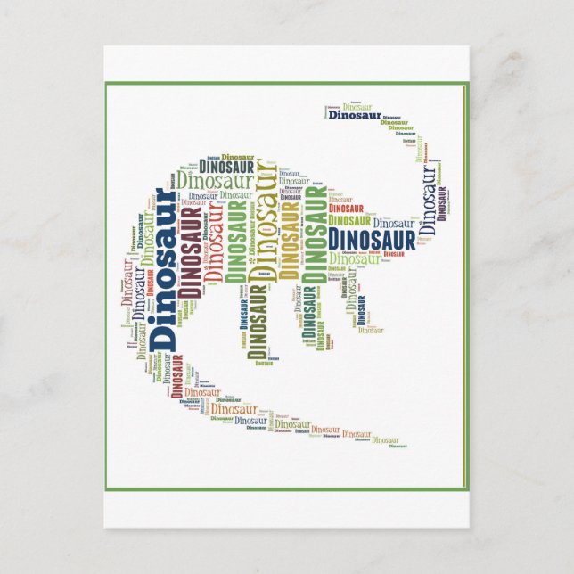 Dinosaurier Word Art Postkarte (Vorderseite)