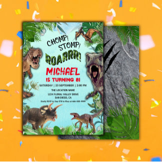 Dinosaurier World Kindergeburtstag Party Einladung