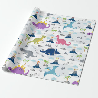 Dinosaurier Wrapping Paper - Farbige Dinosaurier u Geschenkpapier