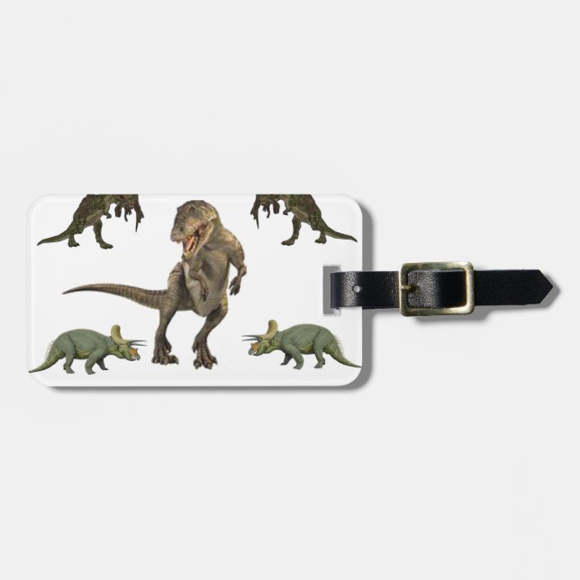Dinosaurier Wrapping Paper Gepäckanhänger (Vorderseite horizontal)