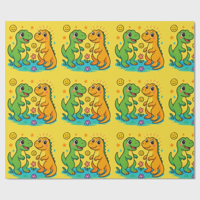 Dinosaurier Wrapping Paper 🦖 🎁 Geschenkpapier (Flach)