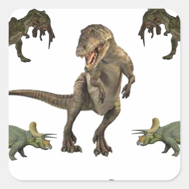 Dinosaurier Wrapping Paper Quadratischer Aufkleber (Vorderseite)