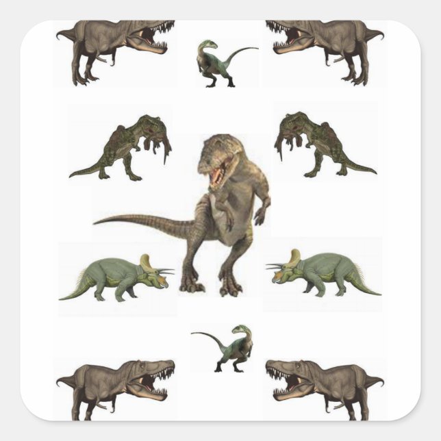 Dinosaurier Wrapping Paper Quadratischer Aufkleber (Vorderseite)