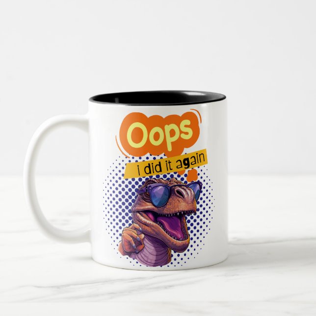 Dinosaurier-Zitat Zweifarbige Tasse (Links)
