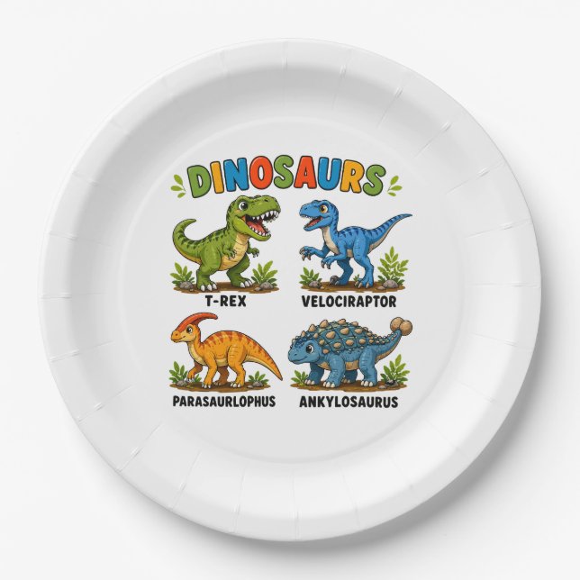 Dinosaurierarten Lernen für Kinder Pappteller (Vorderseite)