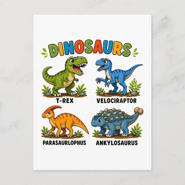 Dinosaurierarten Lernen für Kinder Postkarte (Vorderseite)