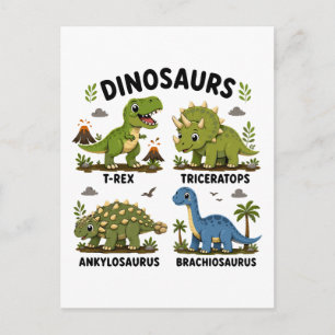 Dinosaurierarten Lernen für Kinder Postkarte
