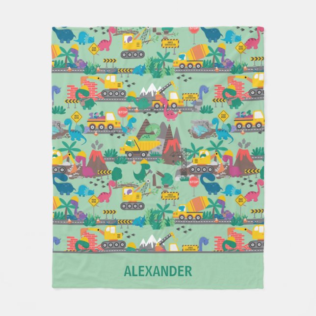 Dinosaurierbau Kinder Personalisiert Fleecedecke (Vorderseite)