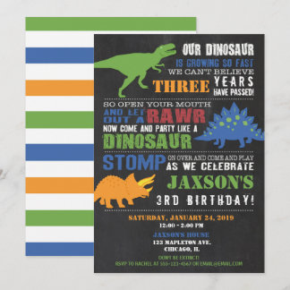 Dinosauriergeburtstagseinladungs-Jungentafel Einladung