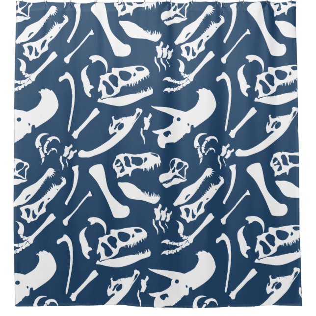 Dinosaurierknochen (blau) duschvorhang (Vorderseite)