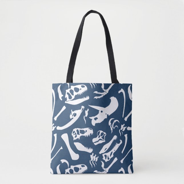 Dinosaurierknochen (blau) tasche (Vorderseite)