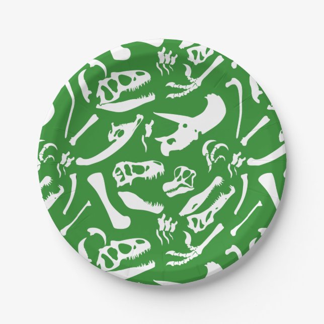 Dinosaurierknochen (grün) pappteller (Vorderseite)