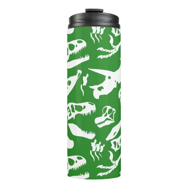 Dinosaurierknochen (grün) thermosbecher (Vorderseite)