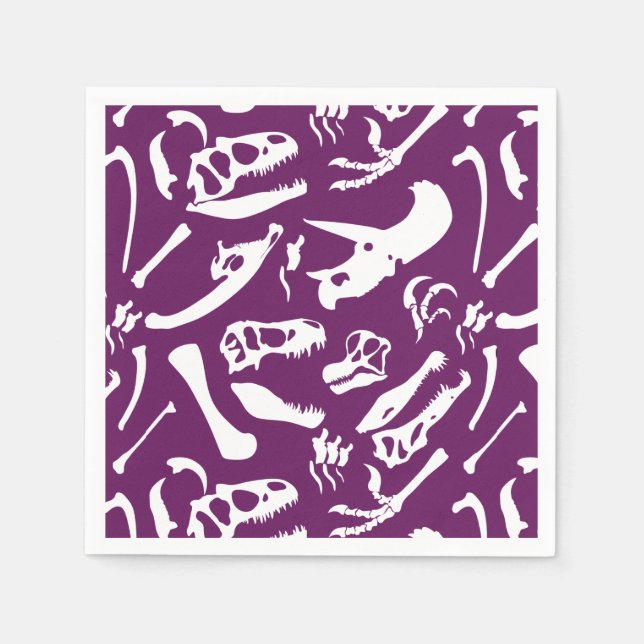 Dinosaurierknochen (Lila) Serviette (Vorderseite)