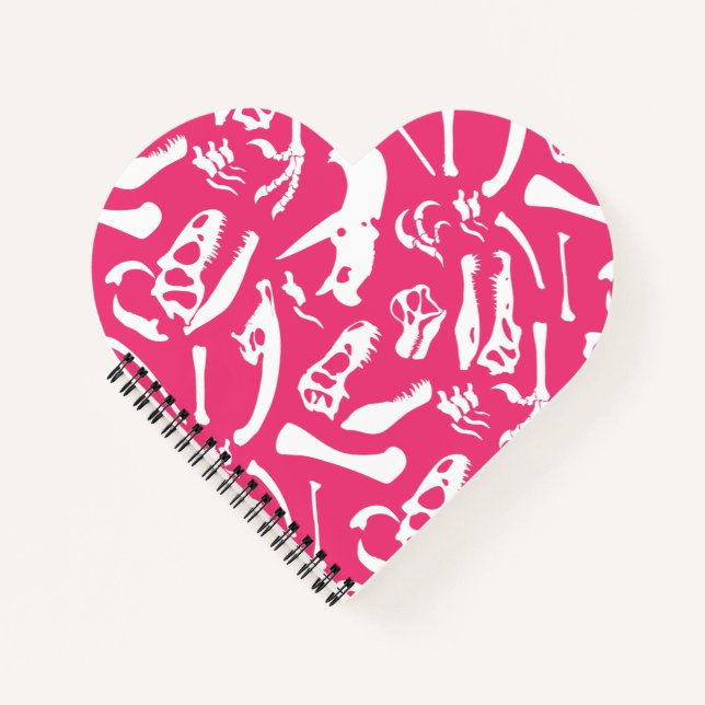 Dinosaurierknochen (rosa) notizbuch (Vorderseite)