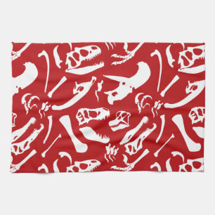 Dinosaurierknochen (rot) geschirrtuch