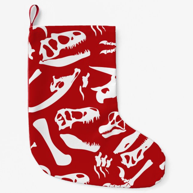 Dinosaurierknochen (rot) kleiner weihnachtsstrumpf (Vorderseite)