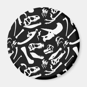 Dinosaurierknochen (schwarz und weiß) magnet